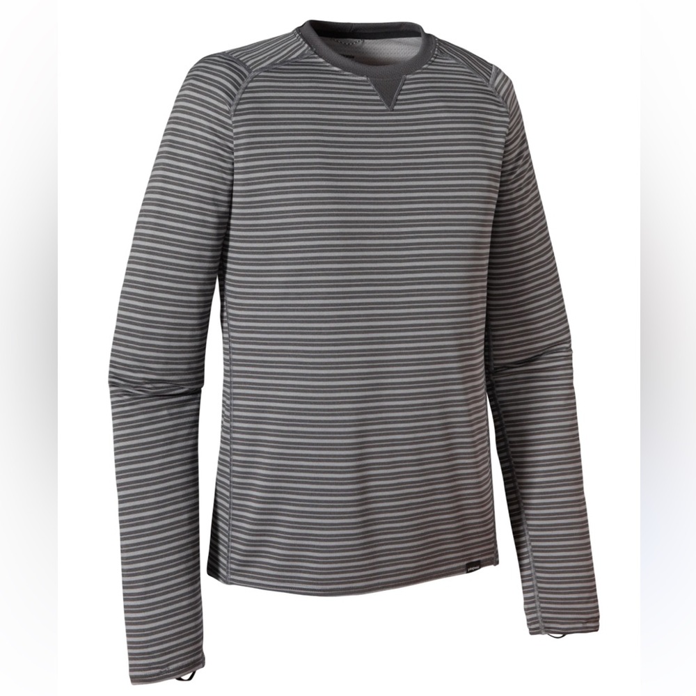 Patagonia Capilene 3 Midweight Striped Long Sleeve Top Crew Neck Tee Men Size L